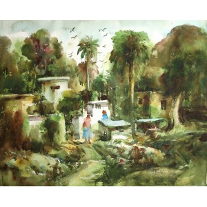 Abdul Hayee, 20 x 26 inch, Watercolor on Paper, Landscape Paintings, AC-AHY-042